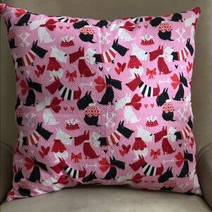 Pink Dog Pattern Throw Pillow